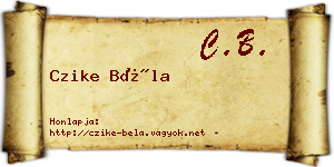 Czike Béla névjegykártya